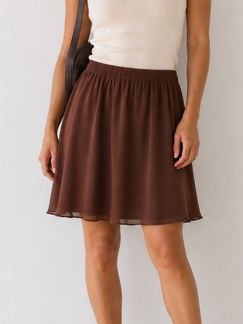 Vintage Diane von Furstenberg DVF Brown 100% Silk Pull On Skirt